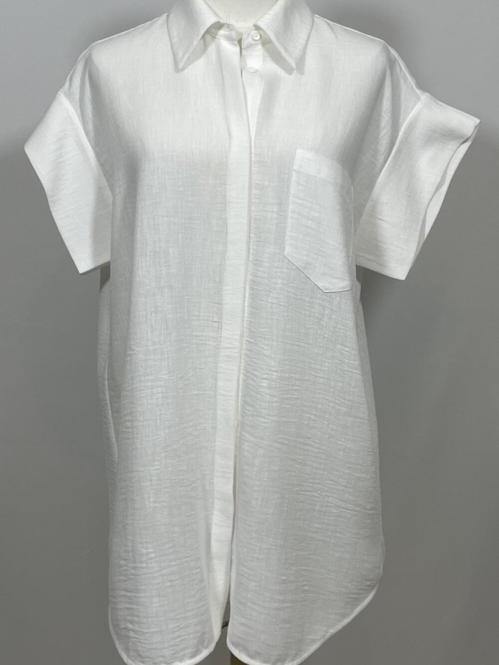 Alice + Olivia Finely Short-Sleeve Button-Down Shirt Dress Size S